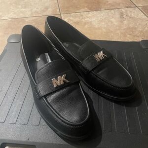 Michael Kors Black Leather Flats with Metallic Accent